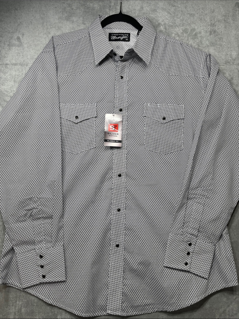 Wrangler Silver Edition Western Shirt XL Black White Pearl Snap NWT